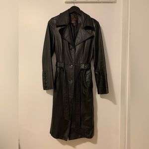 Danier - Vintage Black Leather Trench Coat